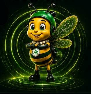 APEC Bee standing on a black background